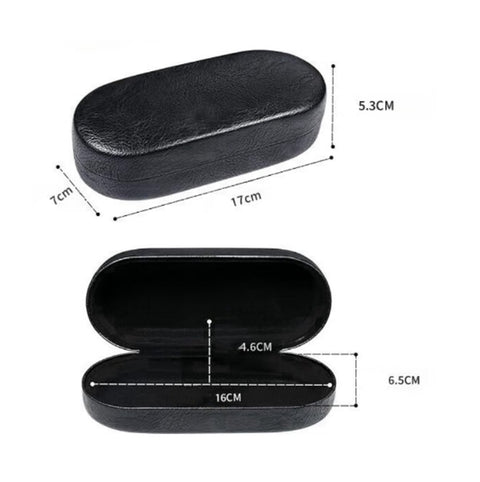 Glasses Case - Hard Glasses Case - Glasses Case - Glasses Case - Sunglasses Protective Box - Portable - Convenient Storage - Gift for Men and Women - 17*7*5.3CM - Black - PU Leather and Metal Frame
