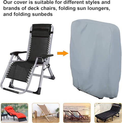 Waterproof Chair Cover - 2 Pieces - Garden Chair Cover - Protective Cover for Garden Furniture - Cover for Folding Chairs - Garden Furniture Cover - Garden Chair Cover - 71x20/34x110cm - For Outdoor Use in the Garden, Balcony or Terrace - Gray - 210D Oxfo