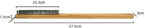 Pizza Stone Cleaning Brush - 57.5cm - Pizza Oven Brush - Barbecue Grill Cleaning Tool with Wooden Handle - Kitchen Oven Accessories - Portable Brush - With Scraper - Outdoor Pizza Oven Accessories