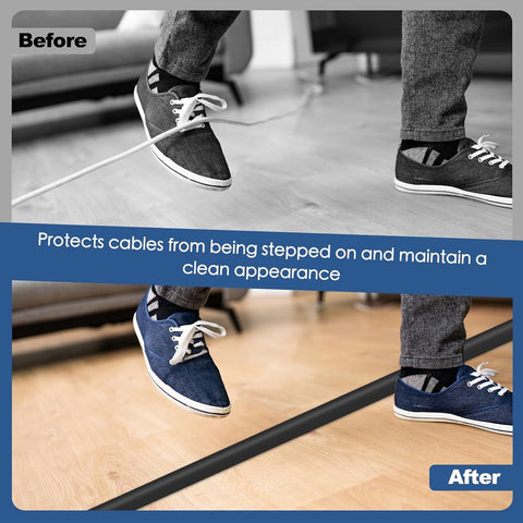 Cable bridge bottom - Self-adhesive cable duct - PVC - Cable duct floor - Concealing cables - Cable protection - Power cables suitable for homes, offices, hotels and warehouses - 100 x 2 x 1 cm - Black