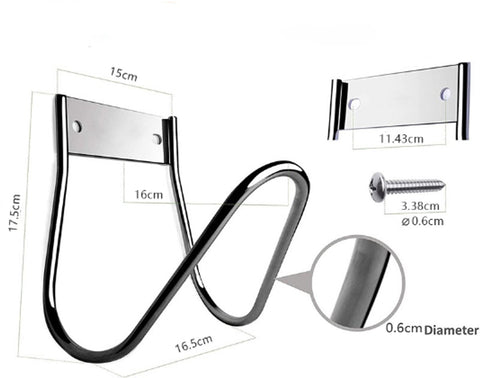 Garden Hose Holder - Stainless Steel - Silver - 17.5 x 15 x 16 cm - Wall-Mounted Hose Bracket - Garden Hose Reel - Hose Holder - Garden Hose Hanging System - Garden Tool Storage - For Hanging Garden Hoses, Ropes and Extension Cords