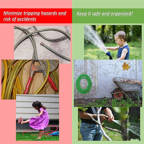 Garden Hose Holder - Stainless Steel - Silver - 17.5 x 15 x 16 cm - Wall-Mounted Hose Bracket - Garden Hose Reel - Hose Holder - Garden Hose Hanging System - Garden Tool Storage - For Hanging Garden Hoses, Ropes and Extension Cords