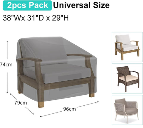 Waterproof Chair Cover - Set of 2 - Garden Chair Cover - Protective Cover for Garden Furniture - Garden Furniture Cover - Garden Chair Cover - 96 x 79 x 74 cm - For Outdoor Use in the Garden, Balcony or Terrace - Black - 210D Oxford Cloth - Waterproof - D