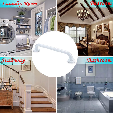 Toilet support rail - bath support - shower support - Grab rail wall support for bathroom, shower, toilet - 40 cm - Wall support - white - metal - Stainless steel