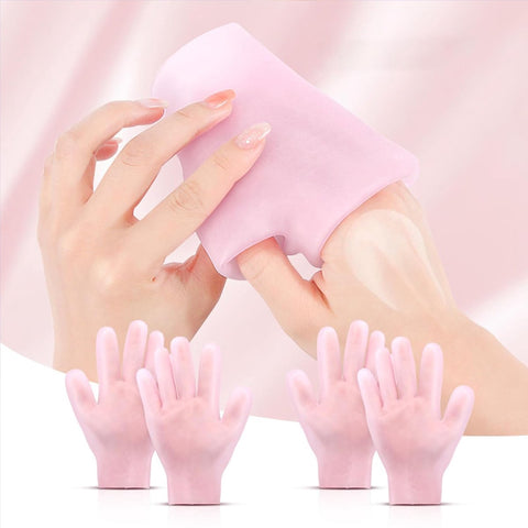 Silicone Socks - 1 Pair Foot Covers + 1 Pair Hand Masks - Foot Glove Set - Silicone - Soft - Hand and Foot Coverings - Moisturizing Socks - Moisturizing - Hydrate Your Hands and Feet - For Dry, Cracked Feet and Hands - Pink