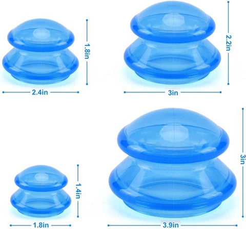 4-piece Cupping cup - Cupping cups - silicone cups - Cupping Set - Cupping For Cellulite - vacuum cup - For reducing cellulite anti-aging relieves pain and joints for buttocks, neck, body - blue