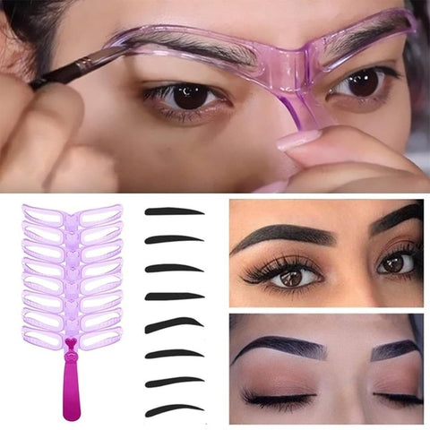 8 pieces - 8in1 Eyebrow stencil - eyebrow template - eyebrow stamp - make-up aid - purple - plastic - Practical