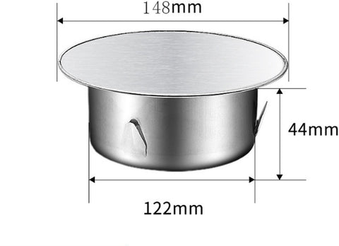 Chimney hood - Stainless steel - Pipe hood - Ø 148 mm - Base diameter: 122 mm - Depth 45 mm - Prevents foreign objects from entering - Prevents odor formation