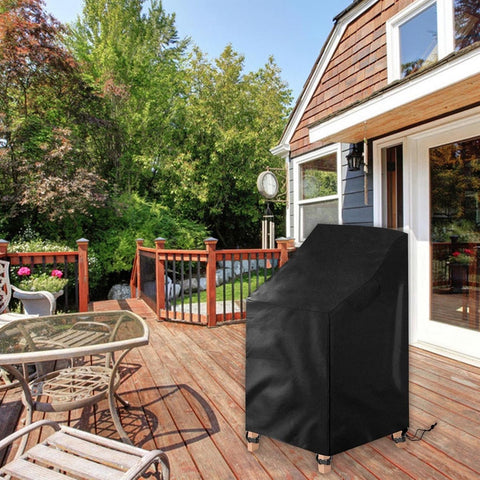 Waterproof garden chair covers - Pack of 2 - Garden furniture cover - Waterproof, weatherproof outdoor chair cover - 210D Oxford - Outdoor chair cover - Patio stacking chair cover - Black stacking chair cover - 75 x 75 x 120 cm - Black