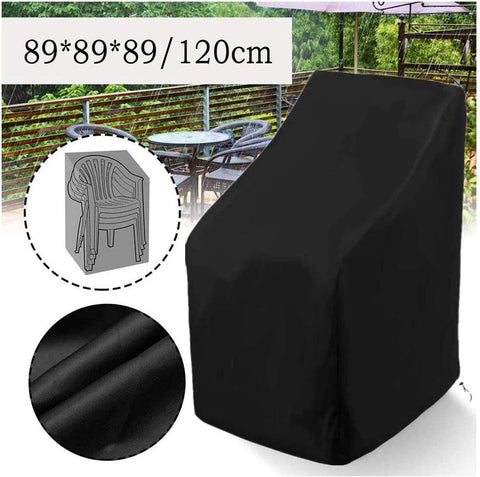 Garden Chair Cover - Waterproof Protective Cover for Garden Furniture - Protective Cover for Garden Chairs - Cover Suitable for Stackable Chairs - 89*89*120/89cm - Black - 210D Oxford Cloth - Waterproof - Durable - Garden Furniture Covers - Garden Furnitu