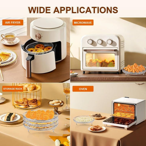 Multi-layer air fryer rack (3 round layers) - Air fryer baking pan - Air fryer grid - 304 stainless steel - Safe to use in air fryers, steam ovens, regular ovens and dishwashers