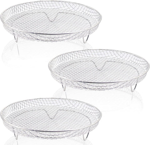 Multi-layer air fryer rack (3 round layers) - Air fryer baking pan - Air fryer grid - 304 stainless steel - Safe to use in air fryers, steam ovens, regular ovens and dishwashers