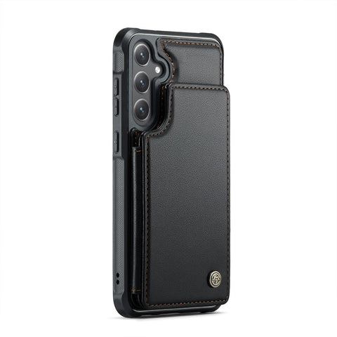 Compatible with Samsung Galaxy S25 Case with RFID Protection and Stand in Black