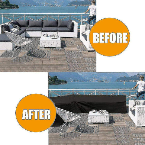 12 Sizes L-Shape All-Weather Cover Waterproof Rattan Corner Furniture Protector Garden Patio Outdoor Sofa Cover Dust Cover300*300*98cm