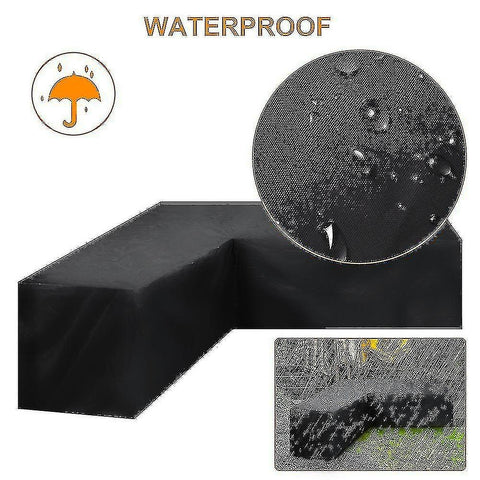 12 Sizes L-Shape All-Weather Cover Waterproof Rattan Corner Furniture Protector Garden Patio Outdoor Sofa Cover Dust Cover215*215*87cm