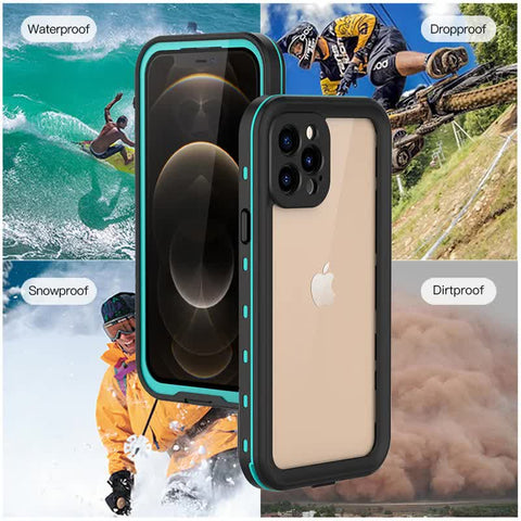 Waterproof Case for iPhone 15 14 13 12 11 Pro Max XS XR 8 7 Transparent Protection Diving Swimming Outdoor Compatible with iPhone 14 Pro Max