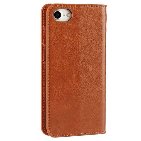 iPhone 4.7 inch Leather Flip Phone Case Compatible with iPhone SE (2020) SE (2022) 8 7 Brown