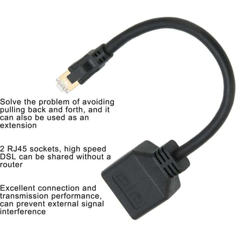 RJ45 Splitter Adapter 1 to 2 Port CAT8 Network Ethernet Splitter for Home Office