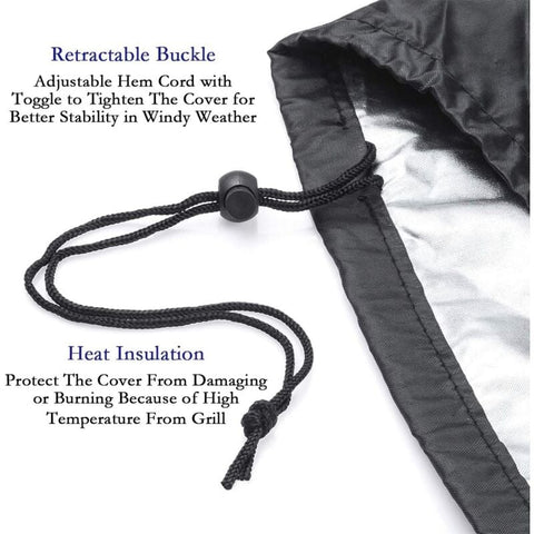 Grill Cover BBQ Protective Tarpaulin Anti-UV Anti-water Anti-moisture with Storage Bag Black (170 x 61 x 117cm)