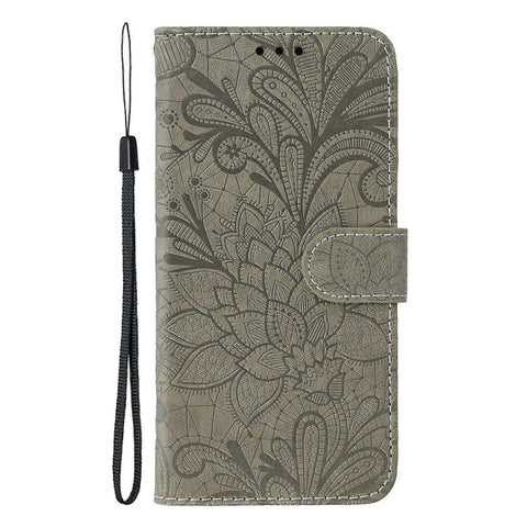 Compatible with Apple iPhone 16e Lace Flowers PU Leather Flip Wallet Case