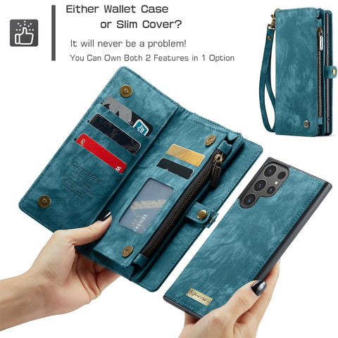 iPhone 16 Plus Leather Wallet Case with Magnetic Zipper Pocket Card Holder Compatible withSamsung Dark Pink