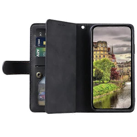 Motorola Edge 50 Neo 5G Case Black PU Leather Wallet Case with Zipper 9 Card Slots Compatible with Moto S50 5G Thinkphone 25 5G