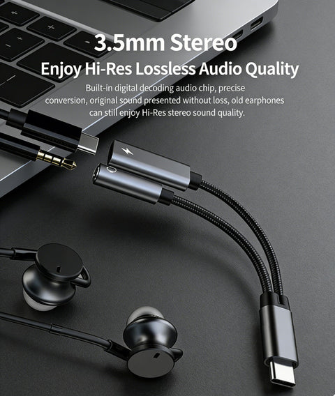 Samsung Galaxy S25 Headphone Adapter, USB C to AUX Mic Jack with PD 60W Fast Charging for Stereo, Earphones, Compatible with Samsung Galaxy S25/S25+/S25 Ultra/S24/S24+, Google Pixel 8/7