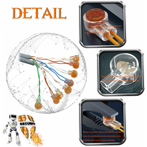 100pcs Scotchlok UY Waterproof Connector, Resin Filled Cable Connectors Wire Terminals for Garden & Outdoor Robotic Lawn Mower