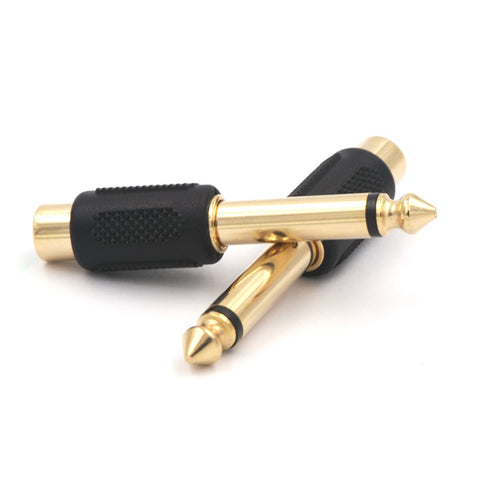 Audio Adapter 6.35mm Mono Male to RCA Female Cable Connector 6-Pack Compatible with Audio Equipment