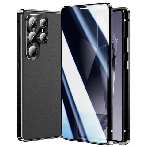 Compatible with Samsung Galaxy S25 Ultra Case Anti-Spy Dual-Sided Tempered Glass Magnetic Phone Case by WELLNGS Black