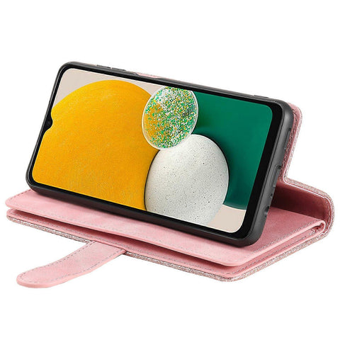 Compatible with Samsung Galaxy S25 Case Compatible PU Leather Zipper Wallet Phone Case with 9 Card Slots