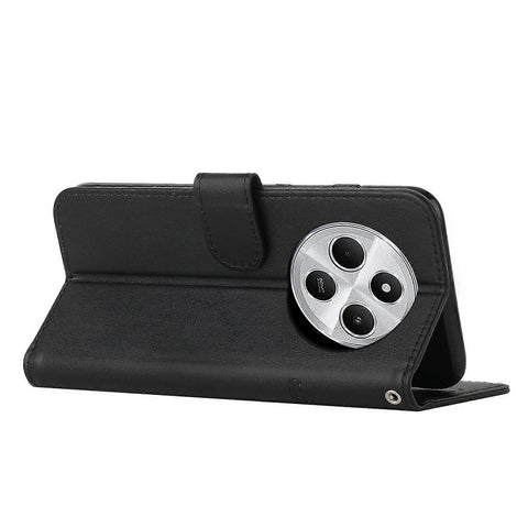 Stitched Calfskin Case for Redmi 14C 4G (FMY) Black_yux Black