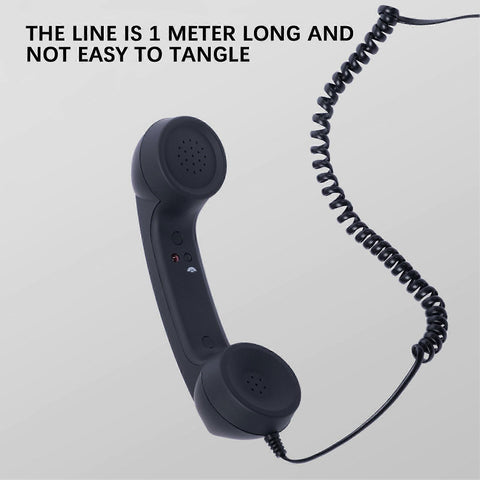 USB-C Retro Telephone Handset for Mobile Phones, Plug \u0026 Play, Radiation Protection, Compatible with iPhone \u0026 Android, Black