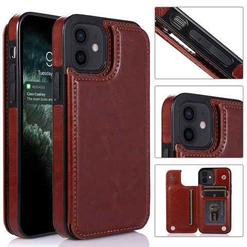 iPhone 12 - Practical and stylish case with card holder Rose gold