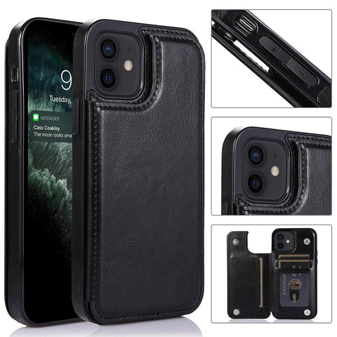 iPhone 12 - Practical and stylish case with card holder Rose gold