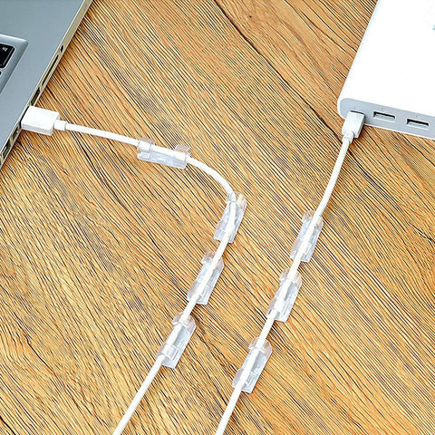 40 7mm Cable Organizer Clips with Adhesive Backing - Wall Mount Cable Clips - Cable Holder with Clips - Cable Clips for Home or Office - Desk Cables - Wall - Cable Management for TV, PC and Laptops