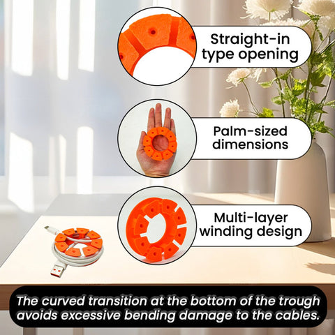 Cable Holder Set | Cable Organizer | Travel Cable Organizer – 4-pack – Cable Organizer for USB Charging Cable, HDMI Cable, Power Cord, Audio Cable & Mouse Cable – Orange