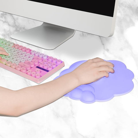 Mouse Pad - Mouse Pad with Wrist Rest - Ergonomic Mouse Pad - Mouse Pad with Leather Surface, Suitable for Computers, Laptops, Office, Home and Travel, with Non-Slip Bottom - Purple