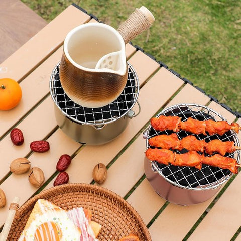 Grill - Portable Charcoal Grill - Mini Stainless Steel Charcoal Grill - Small Outdoor Grill - Suitable for Camping, Backyard BBQs, RVs and Picnics (Purple)