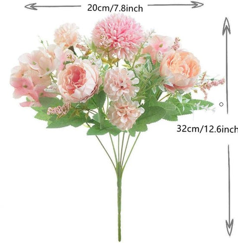 Artificial Flowers - Plastic Flower Arrangements - Valentine's Day Decorations - Sustainable Home Decor for Weddings, Living Rooms and Dining Tables (Pink)