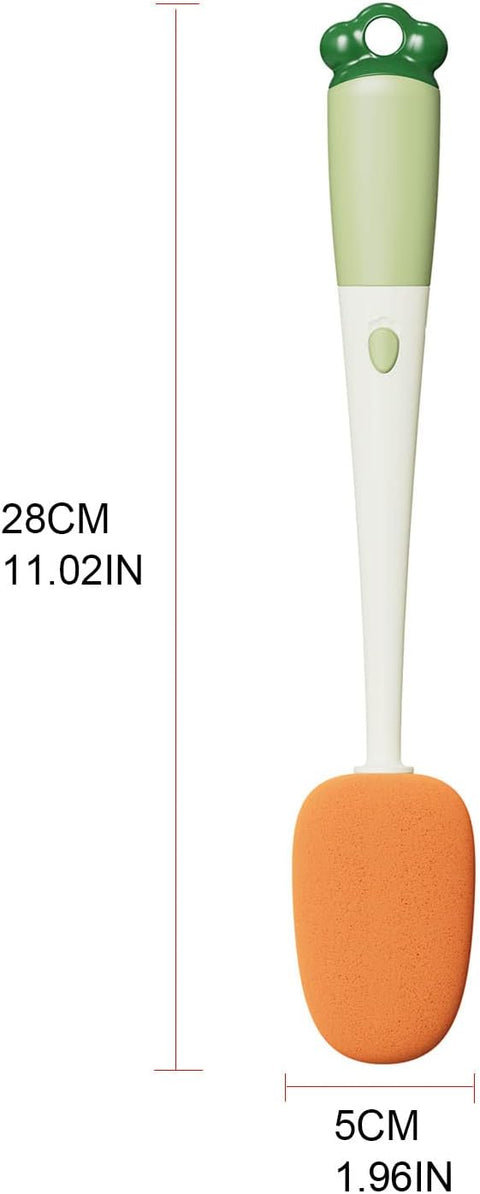 Bottle brush, bottle brush, cleaning brush, 3-in-1 cleaning brush, sponge brush, crevice brush head, soft rubber brush head, 2-pack