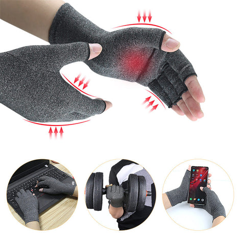 Rheumatism Gloves - Compression Gloves - Unisex - Osteoarthritis - Rheumatism - Arthritis - Repetitive Strain Injury- Carpal Tunnel Syndrome- L- Gray
