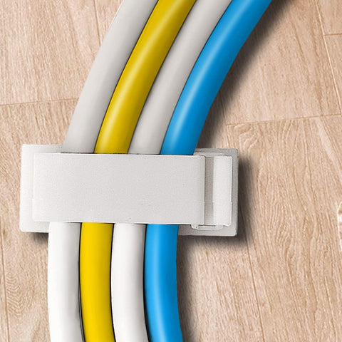Adjustable Cable Clamps White - Set of 50 - Self-Adhesive Cable Clips - Cable Management for Desk & TV