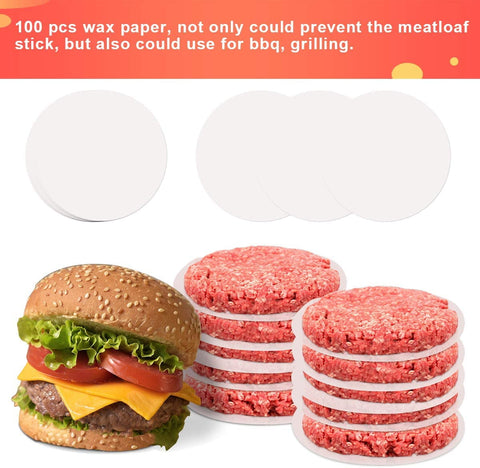 3 in 1 Burger Press Patty Maker,Plutput Hamburger Patty Maker Stuffed Burgers Press with 100p Burger Paper for BBQ Non-Stick Sliders Beef Burger Press (Black)