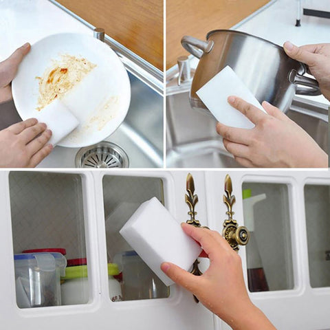 100 Pack Melamine Sponges Magic Cleaning Sponges in Bulk Melamine Foam for Dishes Eraser Sponges for Cleaning 3PCS