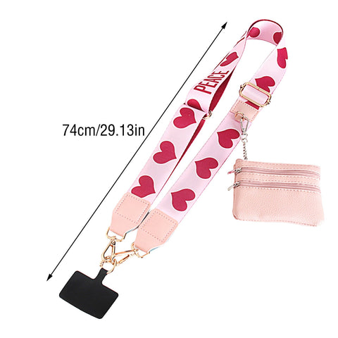 Clip and Go Phone Strap with Zipper Pouch,Crossbody Adjustable Chain Lanyard with PU Leather Wallet for All Phones F-A 2PCS