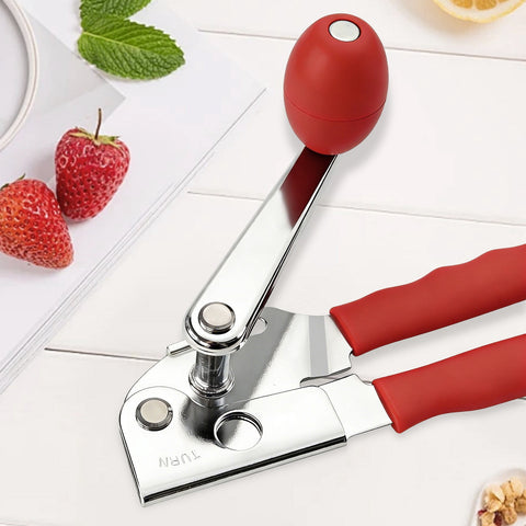 SHAOTELLME Stainless Steel Can Opener Manual Multifunctional Labor Saving Can Opener Kitchen Creative Can Opener Tool Easily Open Cans Of Various Sizes, 3PC Red