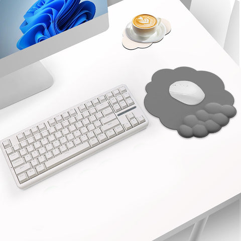 GHSOHS Ergonomic Mouse Pad with Wrist Support Cute Cloud Shape Wrist Pad Memory Cotton Keyboard Hand Rest Non Slip Wrist Pad Non-Slip Mousepad for Computer Laptop I