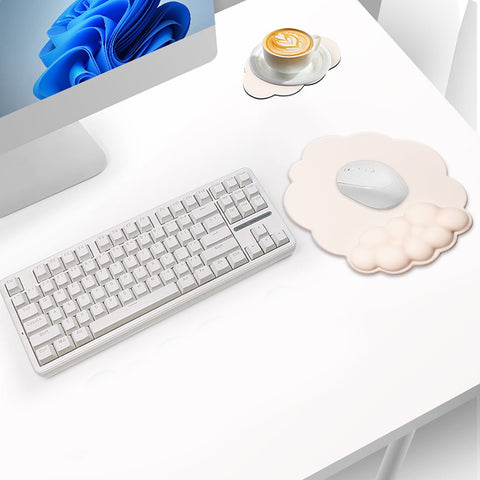 GHSOHS Ergonomic Mouse Pad with Wrist Support Cute Cloud Shape Wrist Pad Memory Cotton Keyboard Hand Rest Non Slip Wrist Pad Non-Slip Mousepad for Computer Laptop I