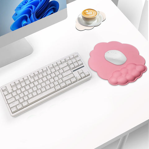 GHSOHS Ergonomic Mouse Pad with Wrist Support Cute Cloud Shape Wrist Pad Memory Cotton Keyboard Hand Rest Non Slip Wrist Pad Non-Slip Mousepad for Computer Laptop J